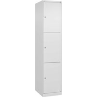 C+P Schließfachschrank Classic PLUS, 3 Fächer, 1850x400x500mm, Verkehrsweiß/Verkehrsweiß – Ansicht 1