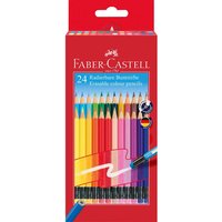 24er-Pack Faber-Castell Buntstifte mit Radierer farbig Sortiert – Ansicht 1