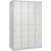 C+P Schließfachschrank Classic PLUS, 16 Fächer, 1850x1200x500mm, Lichtgrau/Verkehrsweiß – Ansicht 1