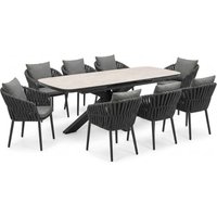 Gartenmöbel-Set "Torino" 9-tlg. 1 Tisch 180/220 x 100 cm, 8 Sessel, anthrazit