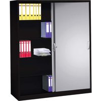Schiebetürenschrank aus Stahl 160 cm breit anthrazit/alusilber T 40 H 195 – Ansicht 1