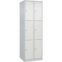 C+P Schließfachschrank Classic PLUS, 6 Fächer, 1850x600x500mm, Lichtgrau/Verkehrsweiß – Ansicht 1