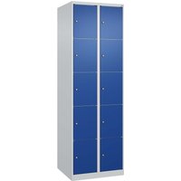 C+P Schließfachschrank Classic PLUS, 10 Fächer, 1850x600x500mm, Lichtgrau/Enzianblau – Ansicht 1