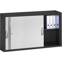 Aufsatzschrank Schiebetürenschränke aus Stahl 160 cm breit anthrazit/alusilber T 40 H 79 – Ansicht 1