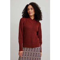 tranquillo Bio-Damen-Strickpullover mit überlappendem V-Ausschnitt, fired brick, Gr. S