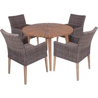Gartenmöbel-Set "FREMONT/NORVELL 01" 5-tlg. 1 Tisch Akazie, 4 Sessel KSgefl. hellbraun