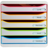 Exacompta Schubladenbox Big Box Plus "Black Office", DIN A4+, 5 Schub., weiß/harlekin – Ansicht 1