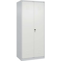 C+P Wäsche-/Garderobenspind Classic PLUS,2 Abteile, 1850x800x500mm, Lichtgrau/Verkehrsweiß – Ansicht 1