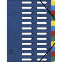 4 Exacompta Ordnungsmappen aus Colorspan, 425 g/m², DIN A4, Gummizug, 24 Fächer, blau