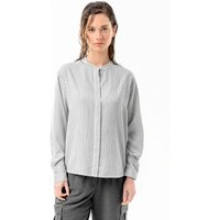 Living Crafts Damen-Hemdbluse 'ULINA' mit gekräuselter Rückenpartie, white/grey, Gr. 40