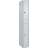 C+P Doppelstock-Spind Classic PLUS, 2 Fächer, 1850x250x500mm, Lichtgrau/Lichtgrau – Ansicht 1