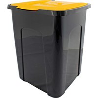 Mülleimer mit Klappdeckel, schwarz/gelb, 50 l