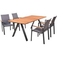 Gartenmöbel-Set "DAVINA 01" 5-tlg. 1 Tisch Teak, 4 Stühle Teak/Alu anthr., Textil dk.grau