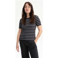 MELA Bio-Damen-Ripp-T-Shirt "JASLEEN" mit Rundhalsausschnitt, schwarz/weiß, Gr. M – Ansicht 1
