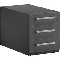 BISLEY Rollcontainer "Note" mit Griff, 3 Schubladen T 77,5 cm schwarz – Ansicht 1