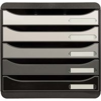 Exacompta Schubladenbox "Shades of grey", DIN A4+, 5 Schubladen offen, grau – Ansicht 1