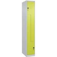C+P Z-Spind Classic PLUS, 2 Fächer, 1850x300x500mm, Lichtgrau/Clowngrün – Ansicht 1