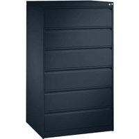 C+P Karteikartenschrank dreibahnig, 6 Schubladen DIN A5 quer anthrazit – Ansicht 1
