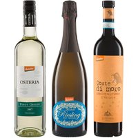 Bio-Weinpaket "demeter" 3er-Set mit Rotwein, Weißwein und Sekt, 3 x 0,75 l