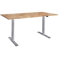 memo Höhenverstellbarer Schreibtisch "ON" grau, Eiche massiv, B 100 x T 60 cm