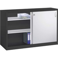 Schiebetürenschrank aus Stahl 160 cm breit anthrazit/alusilber T 50 H 100 – Ansicht 1