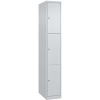 C+P Schließfachschrank Classic PLUS, 3 Fächer, 1850x300x500mm, Lichtgrau/Lichtgrau – Ansicht 1