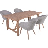 Gartenmöbel-Set "OAKLAND/ARVADA 01" 5-tlg. 1 Tisch Akazie, 4 Sessel KSgefl. pfeffergrau – Ansicht 1
