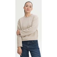 MELA Bio-Damen-Strickpullover 'GEETHA' mit Rollsaum, kiesel melange, Gr. S