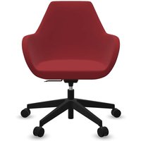 Profim Bürodrehstuhl "FAN" mit Wippmechanik und Fußkreuz, schwarz, Stoff: rot