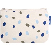MELA Kosmetiktasche aus Bio-Baumwoll-Canvas 18 x 12 cm, greige/blue dots print