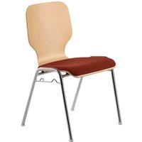 Besucherstuhl "211604" Buche lackiert, Gestell verchromt, Sitzpolster orangenrot – Ansicht 1