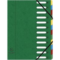 6 Exacompta Ordnungsmappen aus Colorspan, 425 g/m², DIN A4, Gummizug, 12 Fächer, grün