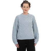 MELA Bio-Damen-Strickpullover 'SAMAIRA' mit Zopfmuster, cloudy blue, Gr. M