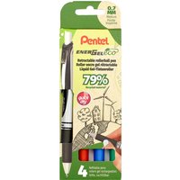Pentel Gelwriter 'EnerGel Eco' 4er-Set, BL77E/0,35 mm mit Druckmechanik – Ansicht 1