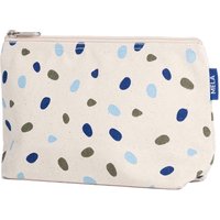 MELA Kosmetiktasche aus Bio-Baumwoll-Canvas 20 x 15 cm, greige/blue dots print – Ansicht 1