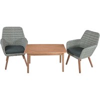 Gartenmöbel-Set "RAPALLO/PUEBLO" 3-tlg. 1 Tisch Akazie, 2 Sessel Kunststoffgeflecht grau