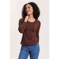 tranquillo Bio-Damen-Langarmshirt 'Tildaa' mit Rundhalsausschnitt, shaved chocolate, Gr. S
