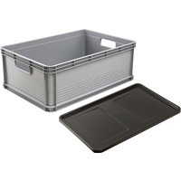 keeeper EURO-BOX "Robert" mit Deckel "Roberta", stapelbar, 60x40x22 cm, 45 l, grau – Ansicht 1