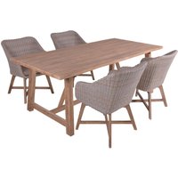 Gartenmöbel-Set "OAKLAND 12" 5-tlg. 1 Tisch Akazie, 4 Sessel KSgefl. pfeffergrau – Ansicht 1