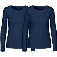 Neutral 2er-Pack Bio-Damen-Langarmshirt mit Rundhalsausschnitt, navy, Gr. L – Ansicht 1
