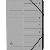 10 Exacompta Ordnungsmappen aus Colorspan, 355 g/m², DIN A4, Gummizug, 7 Fächer, grau