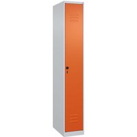 C+P Spind Classic PLUS, 1 Abteil, 1850x300x500mm, Lichtgrau/Reinorange – Ansicht 1
