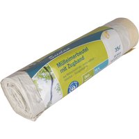 Secolan Mülleimerbeutel mit Zugband 35 Liter, 20 Stück, 28 µ, weiß – Ansicht 1