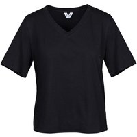 MELA Bio-Damen-T-Shirt "ANKITA" mit V-Ausschnitt, schwarz, Gr. M