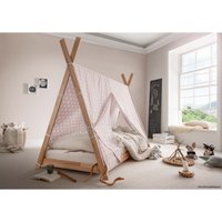 Kinderbett "Pinocchio"mit Bezug rosa, Buche geölt, Tipibett – Ansicht 1