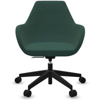 Profim Bürodrehstuhl "FAN" mit Wippmechanik und Fußkreuz, schwarz, Stoff: grün