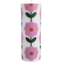 tranquillo Stumpenkerze "GLUMI FLOWER" aus Stearin, Ø 7,5 cm x H 20 cm, rosa/creme