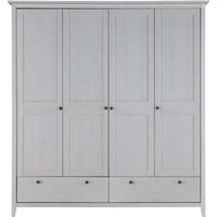 Kleiderschrank 'Solvita' 4-türig, mit 2 großen Schublade, Kiefer weiß