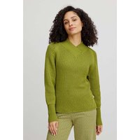 tranquillo Bio-Damen-Strickpullover mit überlappendem V-Ausschnitt, golden cypress, Gr. S