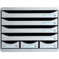 Exacompta Schubladenbox Storebox "Office", DIN A4+, 6 Schubladen offen, lichtgrau – Ansicht 1